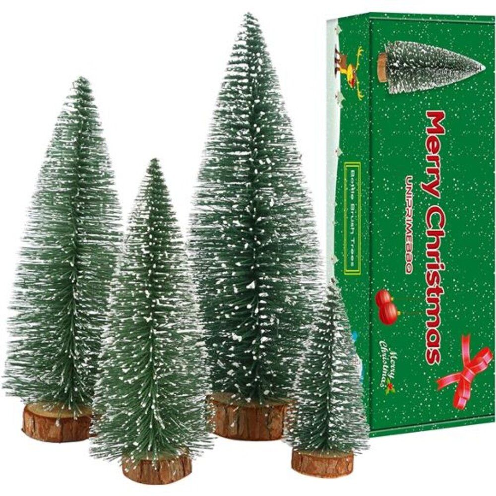 Mini Christmas Tree, Small Pine Tree with Wooden Bases for Xmas Holiday Party